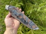 Авторский нож Барс (S125V, элфорин, литье мельхиор, формованные ножны), фото 3