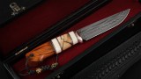 Авторский нож Барс (сложный мозаичный дамаск, макуме-гана, вставка - бивень мамонта, клык моржа, айронвуд), фото 10