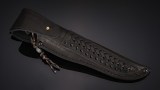 Авторский нож Фазан (мозаичный дамаск, нейзильбер, стабилизированный чёрный граб, инкрустация - фазан, темлячный мозаичный пин), фото 8
