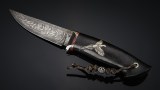 Авторский нож Фазан (мозаичный дамаск, нейзильбер, стабилизированный чёрный граб, инкрустация - фазан, темлячный мозаичный пин), фото 5