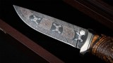 Авторский нож Охотник (сложный мозаичный дамаск, стабилизированный бивень мамонта, незильбер), фото 2
