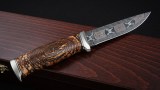Авторский нож Охотник (сложный мозаичный дамаск, стабилизированный бивень мамонта, незильбер), фото 8