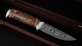 Авторский нож Охотник (сложный мозаичный дамаск, стабилизированный бивень мамонта, незильбер), фото 6