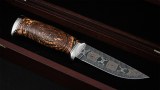 Авторский нож Охотник (сложный мозаичный дамаск, стабилизированный бивень мамонта, незильбер), фото 6