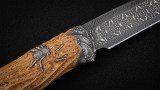 Авторский нож Паук пустыни Sicarius (сложный мозаичный дамаск, самшит, авторское литье из серебра), фото 4