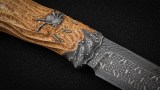 Авторский нож Паук пустыни Sicarius (сложный мозаичный дамаск, самшит, авторское литье из серебра), фото 3
