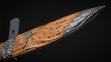 Авторский нож Паук пустыни Sicarius (сложный мозаичный дамаск, самшит, авторское литье из серебра), фото 5
