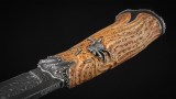Авторский нож Паук пустыни Sicarius (сложный мозаичный дамаск, самшит, авторское литье из серебра), фото 9