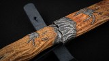 Авторский нож Паук пустыни Sicarius (сложный мозаичный дамаск, самшит, авторское литье из серебра), фото 11