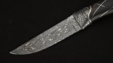 Авторский нож Паук (сложный мозаичный дамаск, стабилизированный чёрный граб, серебро), фото 10