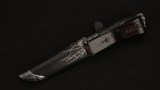 Авторский нож Паук (сложный мозаичный дамаск, стабилизированный чёрный граб, серебро), фото 14