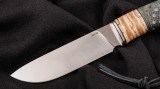 Авторский нож Сафари (М390, стабилизированный корень карельской берёзы, вставка - зуб мамонта, больстер-титан, резная рукоять), фото 2