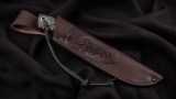 Авторский нож Сафари (М390, стабилизированный корень карельской берёзы, вставка - зуб мамонта, больстер-титан, резная рукоять), фото 7