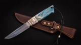 Авторский нож Синяя Бездна (сложный ламинат, сердцевина-СРМ S90V, титан, бивень мамонта, стабилизированный кап клена, мозаичный пин, темлячный пин), фото 10
