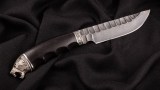 Авторский нож Тайга (дамаск 5000 слоёв-камень, чёрный граб, литьё мельхиор), фото 9