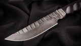 Авторский нож Тайга (дамаск 5000 слоёв-камень, чёрный граб, литьё мельхиор), фото 3