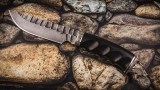 Авторский нож Тайга (дамаск 5000 слоёв-камень, чёрный граб, литьё мельхиор), фото 19