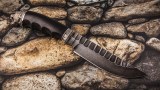 Авторский нож Тайга (дамаск 5000 слоёв-камень, чёрный граб, литьё мельхиор), фото 20