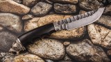 Авторский нож Тайга (дамаск 5000 слоёв-камень, чёрный граб, литьё мельхиор), фото 21