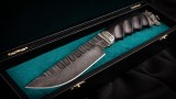 Авторский нож Тайга (дамаск 5000 слоёв-камень, чёрный граб, литьё мельхиор), фото 10