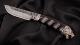 Авторский нож Тайга (дамаск 5000 слоёв-камень, чёрный граб, литьё мельхиор), фото 8