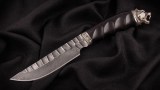 Авторский нож Тайга (дамаск 5000 слоёв-камень, чёрный граб, литьё мельхиор), фото 2