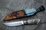 Авторский нож Тайга (S90V, зуб мамонта, клык моржа, формованные ножны, скрим шоу Африканская Сафари), фото 5