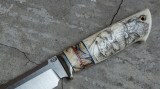 Авторский нож Тайга (S90V, зуб мамонта, клык моржа, формованные ножны, скрим шоу Африканская Сафари), фото 3