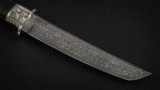 Авторский нож Танто (сложный мозаичный дамаск, стабилизированный чёрный граб, авторское литье), фото 5
