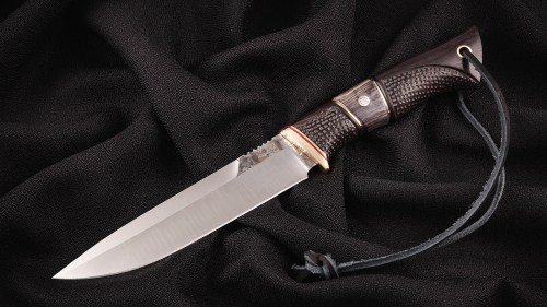 Авторский нож Варан 2 (Х12МФ, черный граб, стаб. вставка, мозаичный пин)