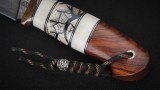 Авторский охотничий комплект спарки Барс-Чирок (сложный мозаичный дамаск, макуме-гане, клык моржа, стабилизированный бивень мамонта, айронвуд), фото 7