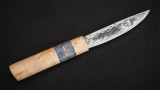 Якутский нож № 1 (кованая Х12МФ, рукоять - карельская береза, кованый дол), фото 4