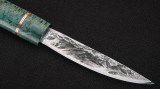 Якутский нож № 1 (кованая Х12МФ, стабилизированная карельская береза, зеленая), фото 2
