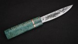 Якутский нож № 1 (кованая Х12МФ, стабилизированная карельская береза, зеленая), фото 5