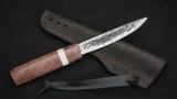 Якутский нож № 2 (кованая Х12МФ, рукоять - стабилизированная карельская береза, вставка - лосиный рог, кованый дол), фото 7