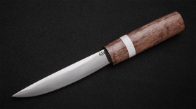 Якутский нож № 2 (кованая Х12МФ, рукоять - стабилизированная карельская береза, вставка - кориан, кованый дол)