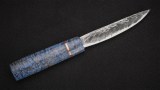 Якутский нож № 2 (кованая Х12МФ, стабилизированная карельская береза синяя, кованый дол), фото 4