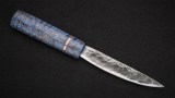 Якутский нож № 2 (кованая Х12МФ, стабилизированная карельская береза синяя, кованый дол), фото 5