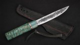 Якутский нож № 4 (кованая Х12МФ, стабилизированная карельская береза, зеленая), фото 6