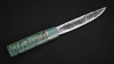 Якутский нож № 4 (кованая Х12МФ, стабилизированная карельская береза, зеленая), фото 5