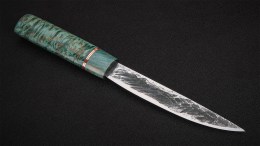 Якутский нож № 4 (кованая Х12МФ, стабилизированная карельская береза, зеленая)