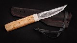 Якутский нож № 2 (кованая Х12МФ, больстер-лосиный рог, рукоять - карельская береза, кованый дол), фото 4