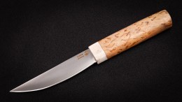 Якутский нож № 2 (кованая Х12МФ, больстер-лосиный рог, рукоять - карельская береза, кованый дол)