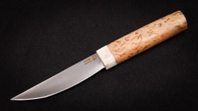 Якутский нож № 2 (кованая Х12МФ, больстер-кориан, рукоять - карельская береза, кованый дол)