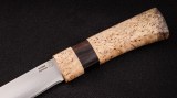 Якутский нож № 3 (кованая Х12МФ, рукоять - карельская береза, вставка - чёрный граб, кованый дол), фото 3