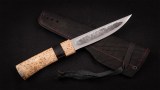 Якутский нож № 3 (кованая Х12МФ, рукоять - карельская береза, вставка - чёрный граб, кованый дол), фото 5