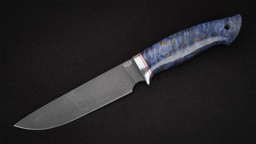 Нож Барс (D2, стабилизированная карельская берёза, синяя)