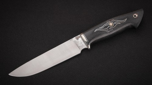 Нож Барс (Х12МФ, стабилизированный чёрный граб, мозаичные пины, инкрустация)