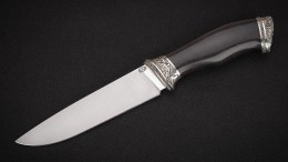 Нож Барс (К340, стабилизированный чёрный граб, литье мельхиор)