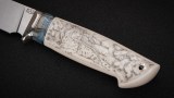 Нож Барс (S125V, нейзильбер, стабилизированный зуб мамонта, клык моржа, скрим шоу - барс, формованные ножны), фото 4